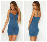 LACE-UP DENIM DRESS - B ANN'S BOUTIQUE