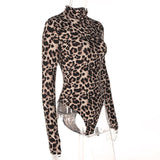 LEOPARD PRINT MOCK TURTLENECK LONG SLEEVE BODYSUIT - B ANN'S BOUTIQUE