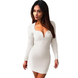 LONG SLEEVE LOW-CUT BODYCON DRESS - B ANN'S BOUTIQUE