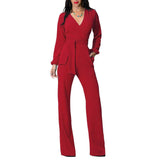 LONG SLEEVE WRAP JUMPSUIT - B ANN'S BOUTIQUE