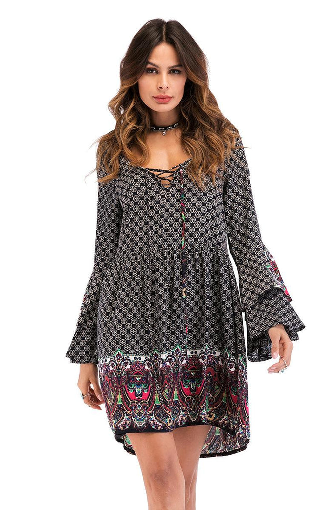 LYRIC'S LACE-UP FLARE DRESS B ANN'S BOUTIQUE, LLC LYRIC'S LACE-UP FLARE DRESS B ANN'S BOUTIQUE, LLC