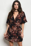 MIDNIGHT BOUQUET WRAP DRESS - B ANN'S BOUTIQUE