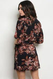 MIDNIGHT BOUQUET WRAP DRESS - B ANN'S BOUTIQUE