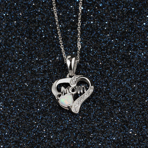 MOM OPAL HEART NECKLACE - B ANN'S BOUTIQUE