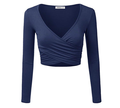 NAVY CROPPED TOP - B ANN'S BOUTIQUE