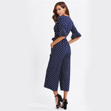 NAVY DOTS ANKLE PANTS JUMPSUIT - B ANN'S BOUTIQUE