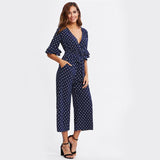 NAVY DOTS ANKLE PANTS JUMPSUIT - B ANN'S BOUTIQUE