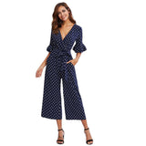 NAVY DOTS ANKLE PANTS JUMPSUIT - B ANN'S BOUTIQUE