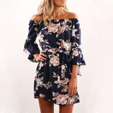 NAVY FLORAL RUFFLE MINI - B ANN'S BOUTIQUE