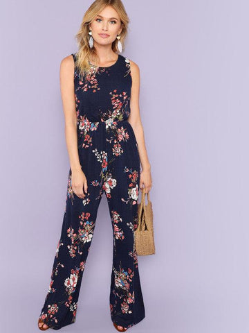 NAVY NIGHTS FLORAL JUMPSUIT - B ANN'S BOUTIQUE