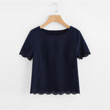 NAVY NIGHTS SCALLOPED TOP - B ANN'S BOUTIQUE