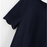 NAVY NIGHTS SCALLOPED TOP - B ANN'S BOUTIQUE