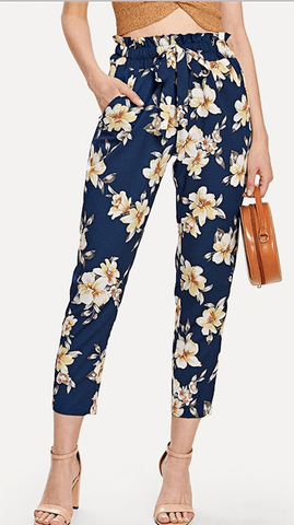 NEEVA NAVY FLORAL ANKLE PANTS - B ANN'S BOUTIQUE