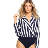 NEEVA’S NAVY STRIPE BODYSUIT - B ANN'S BOUTIQUE