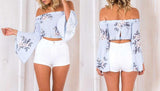 OFF-THE-SHOULDER CROPPED FLORAL TOP - B ANN'S BOUTIQUE