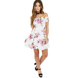 OFF-THE-SHOULDER FLORAL A-LINE DRESS - B ANN'S BOUTIQUE