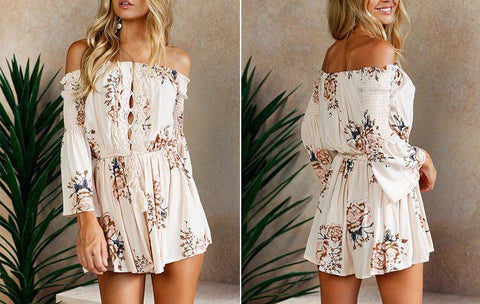 OFF-THE-SHOULDER FLORAL ROMPER - B ANN'S BOUTIQUE