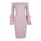 OFF-THE-SHOULDER RUFFLED SLEEVES DRESS - B ANN'S BOUTIQUE