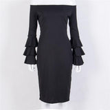 OFF-THE-SHOULDER RUFFLED SLEEVES DRESS - B ANN'S BOUTIQUE