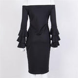 OFF-THE-SHOULDER RUFFLED SLEEVES DRESS - B ANN'S BOUTIQUE