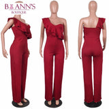 ONE SHOULDER RUFFLE JUMPSUIT - B ANN'S BOUTIQUE