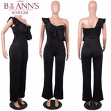 ONE SHOULDER RUFFLE JUMPSUIT - B ANN'S BOUTIQUE