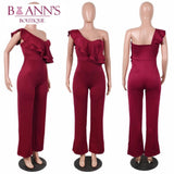 ONE SHOULDER RUFFLE JUMPSUIT - B ANN'S BOUTIQUE