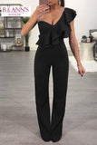 ONE SHOULDER RUFFLE JUMPSUIT - B ANN'S BOUTIQUE