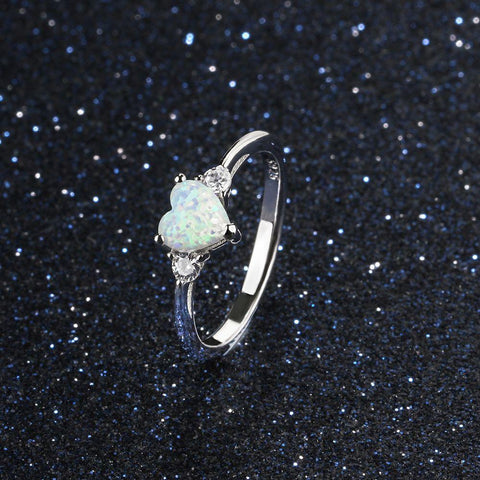 Opal heart engagement ring hotsell