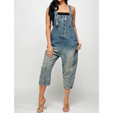 OVERALLS-INSPIRED DENINM JUMPSUIT — 4 SHADES FRAYED - B ANN'S BOUTIQUE, LLC