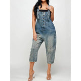 OVERALLS-INSPIRED DENINM JUMPSUIT — 4 SHADES FRAYED - B ANN'S BOUTIQUE, LLC