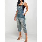 OVERALLS-INSPIRED DENINM JUMPSUIT — 4 SHADES FRAYED - B ANN'S BOUTIQUE, LLC