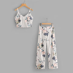 PENNY’S PERFECT FLORAL STRIPE PANTS SET