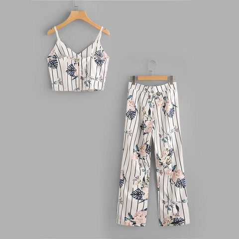 PENNY’S PERFECT FLORAL STRIPE PANTS SET - B ANN'S BOUTIQUE