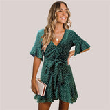 PIPER’S POLKA DOT WRAP MINI DRESS - B ANN'S BOUTIQUE