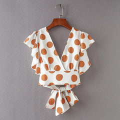 PLUNGING POLKA DOT CROPPED TOP