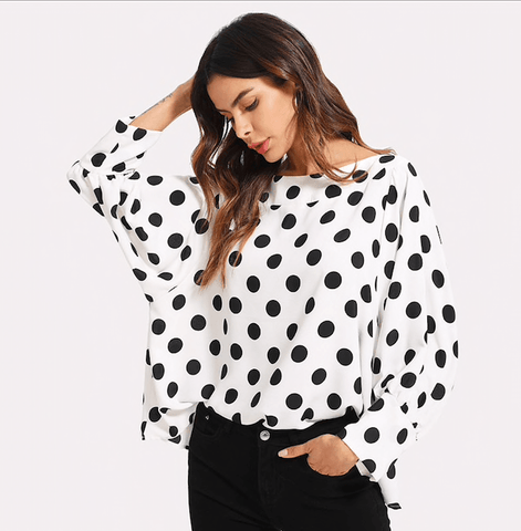 POLKA DOT PARTY TIME BLOUSE - B ANN'S BOUTIQUE