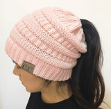 PONYTAIL/MESSY BUN BEANIE CAP - B ANN'S BOUTIQUE