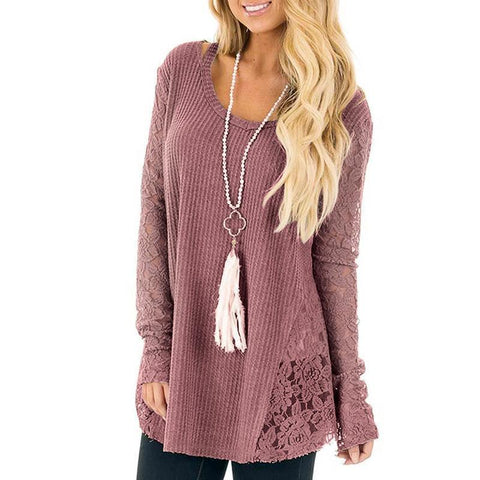 PULLOVER SWEATER WITH LACE SIDE INSERTS - B ANN'S BOUTIQUE, LLC
