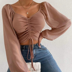 RADIANT ALL-SEASONS: ELASTIC-TIED MIDRIFF TOP