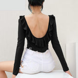 RAE’S RUFFLE BACKLESS BODYSUIT - B ANN'S BOUTIQUE