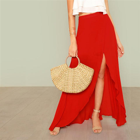 RED ALERT SPLIT SKIRT - B ANN'S BOUTIQUE