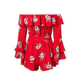 RED FLOWER POWER RUFFLED ROMPER - B ANN'S BOUTIQUE, LLC