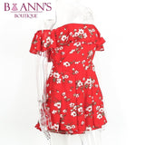 RED RUFFLE FLOWER POWER ROMPER - B ANN'S BOUTIQUE, LLC