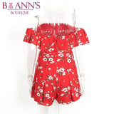 RED RUFFLE FLOWER POWER ROMPER - B ANN'S BOUTIQUE, LLC