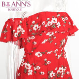 RED RUFFLE FLOWER POWER ROMPER - B ANN'S BOUTIQUE, LLC