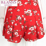 RED RUFFLE FLOWER POWER ROMPER - B ANN'S BOUTIQUE, LLC