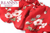 RED RUFFLE FLOWER POWER ROMPER - B ANN'S BOUTIQUE, LLC