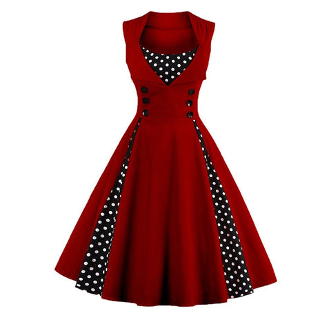 RETRO POLKA DOT A-LINE DRESS XXX-Large / Navy RETRO POLKA DOT A-LINE DRESS XXX-Large / Navy