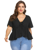 ROXANNE'S RUFFLE LACE-UP TOP - B ANN'S BOUTIQUE